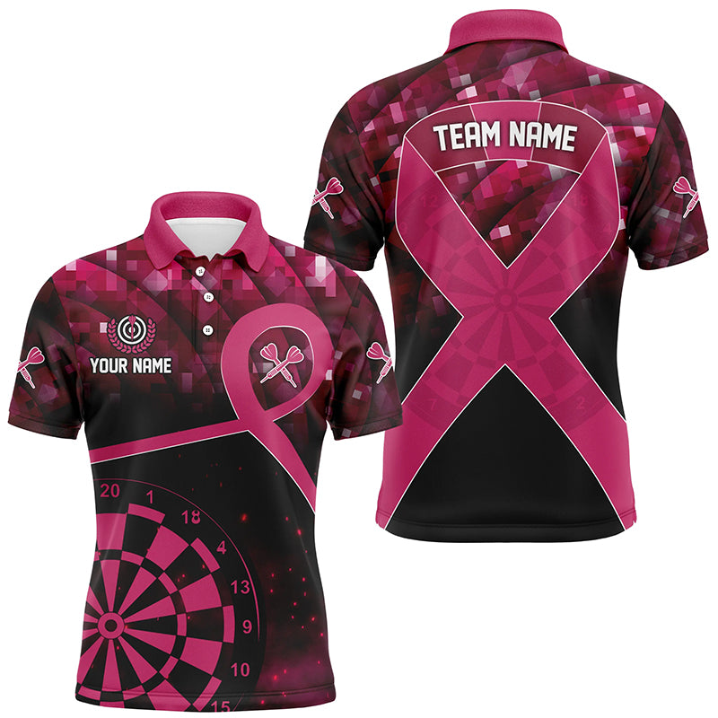 Pink Ribbon Breast Cancer Awareness Darts Shirt For Men Custom Breast Cancer Shirts For Darts Lover TDM2507