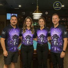 Load image into Gallery viewer, Funny Cat 8 Ball Billiard Shirt For Women Custom Purple Neon Graffiti Billiard Jersey Polo, 1/4 Zip TDM5743