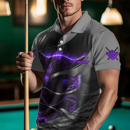Personalized Panther Lightning 3D Billiard Balls Pool Shirts For Men, Billiard League Jersey|Purple TDM3737