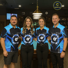 Load image into Gallery viewer, Black And Blue 8 Ball Break Billiard Shirt For Women Custom Pool Team Jersey Polo &amp; Quarter Zip TDM6100