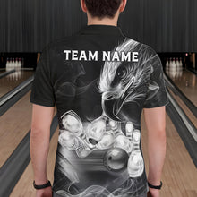 Load image into Gallery viewer, Black And White Custom Eagle Smoke Bowling Shirt For Men, Bowling Team Jersey Polo &amp; 1/4 Zip TDM6356