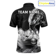 Load image into Gallery viewer, Black And White Custom Eagle Smoke Bowling Shirt For Men, Bowling Team Jersey Polo &amp; 1/4 Zip TDM6356
