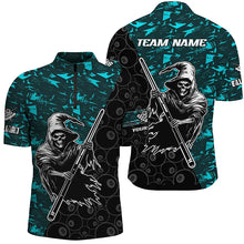 Load image into Gallery viewer, Personalized Cyan Abstract Grim Reaper Men Billiard Shirts, Halloween  Billiard Jerseys TDM2760