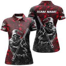 Load image into Gallery viewer, Personalized Red Abstract Grim Reaper Women Billiard Shirts, Halloween  Billiard Jerseys TDM2761