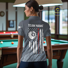 Load image into Gallery viewer, Personalized Billiard US Flag 8 Ball Pool Shirt For Women, Billiard Team Jersey Polo &amp; 1/4 Zip TDM5217