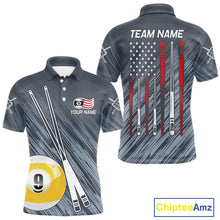 Load image into Gallery viewer, Personalized Billiard US Flag 9 Ball Pool Shirt For Men, Billiard Team Jersey Polo &amp; 1/4 Zip TDM5218