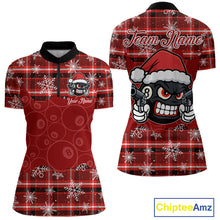 Load image into Gallery viewer, Funny Santa 8 Ball Pool Women&#39;s Billiard Shirt Custom Red Plaid Snowflake Christmas Billiard Jersey TDM5223