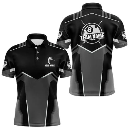 Billiard Jerseys For Men Custom Polo & Quarter-Zip Billiard Shirts, Team Pooler Short Sleeve |White TDM3742