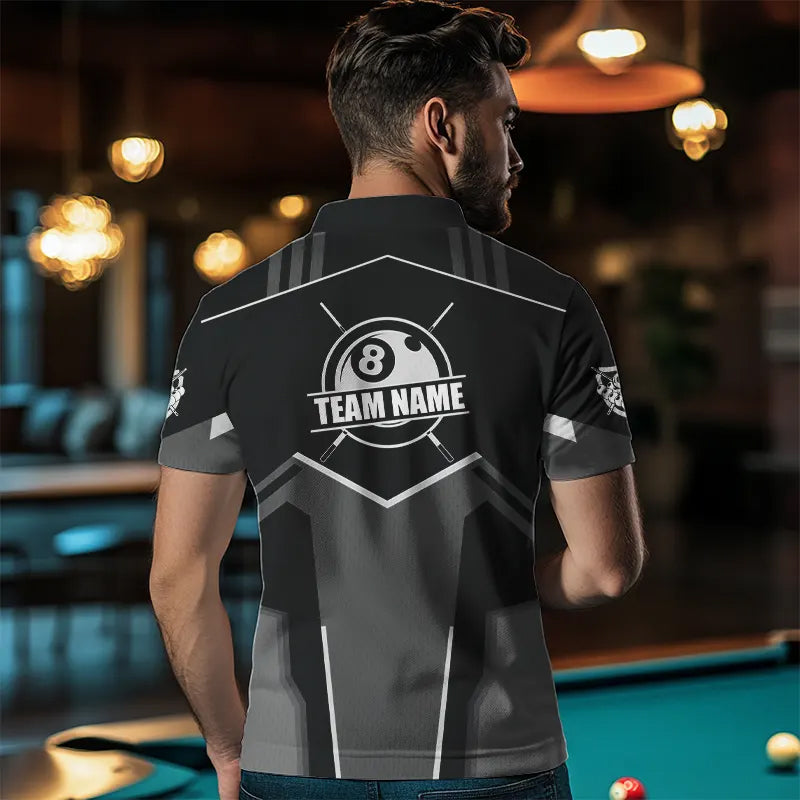 Billiard Jerseys For Men Custom Polo & Quarter-Zip Billiard Shirts, Team Pooler Short Sleeve |White TDM3742