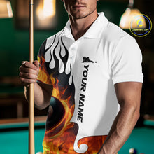Load image into Gallery viewer, Personalized Orange 8 Ball Fire Flame Men&#39;s Billiard Shirt Custom Pool Team Jersey Polo &amp; 1/4 Zip TDM5229