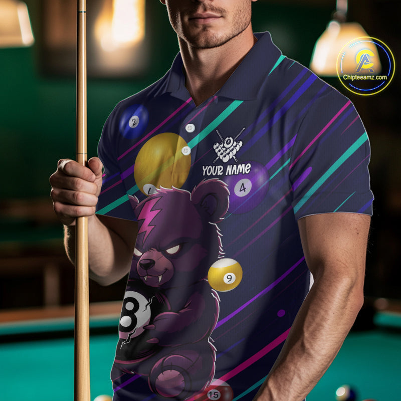 Personalized Funny Bear 8 Ball Billiard Shirt For Men Custom Billiard Jersey, Pool Team Shirts TDM5234