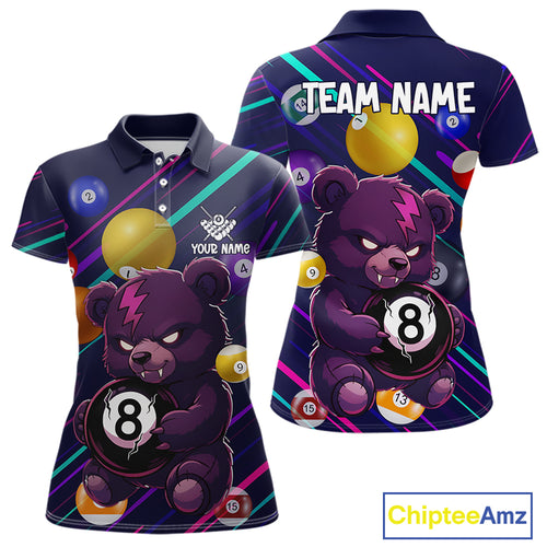 Personalized Funny Bear 8 Ball Billiard Shirt For Women Custom Billiard Jersey, Pool Team Shirts TDM5234