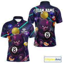 Load image into Gallery viewer, Personalized Funny Bear 8 Ball Billiard Shirt For Men Custom Billiard Jersey, Pool Team Shirts TDM5234