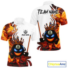 Load image into Gallery viewer, Personalized Orange Funny 8 Ball Crown Flame Billiard Shirt For Men Custom Pool Team Shirt TDM5237