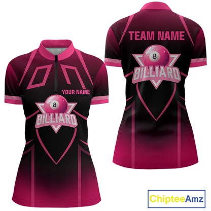 Personalized Black And Pink 8 Ball Pool Valentine Billiard Shirt For Women Custom Billiard Gifts TDM5747