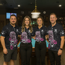 Load image into Gallery viewer, Personalized Pink 8 Ball Skull Roses Billiard Shirt For Women Custom Valentine Billiard Gifts TDM5750