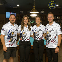 Load image into Gallery viewer, White Grunge US Flag Eagle Billiard Shirt For Women Custom 8 Ball Pool Team Jersey Polo &amp; 1/4 Zip TDM5956