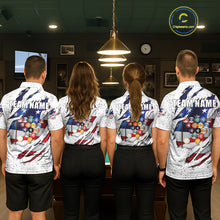 Load image into Gallery viewer, White Grunge US Flag Eagle Billiard Shirt For Women Custom 8 Ball Pool Team Jersey Polo &amp; 1/4 Zip TDM5956