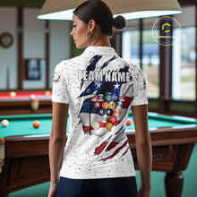 Load image into Gallery viewer, White Grunge US Flag Eagle Billiard Shirt For Women Custom 8 Ball Pool Team Jersey Polo &amp; 1/4 Zip TDM5956