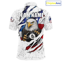 Load image into Gallery viewer, Custom Eagle 8 Ball Billiard Jersey For Men, Grunge American Flag Pool Team Shirt Polo &amp; 1/4 Zip TDM5957