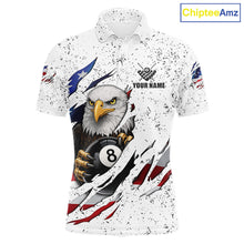 Load image into Gallery viewer, Custom Eagle 8 Ball Billiard Jersey For Men, Grunge American Flag Pool Team Shirt Polo &amp; 1/4 Zip TDM5957