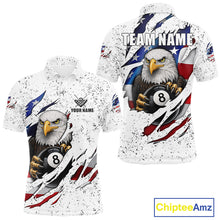 Load image into Gallery viewer, Custom Eagle 8 Ball Billiard Jersey For Men, Grunge American Flag Pool Team Shirt Polo &amp; 1/4 Zip TDM5957