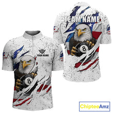 Load image into Gallery viewer, Custom Eagle 8 Ball Billiard Jersey For Men, Grunge American Flag Pool Team Shirt Polo &amp; 1/4 Zip TDM5957