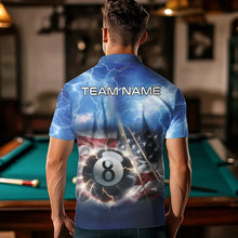 Load image into Gallery viewer, American Flag Thunder Lightning 8 Ball Pool Billiard Shirts For Men Customized Billiard Team Jersey TDM3756