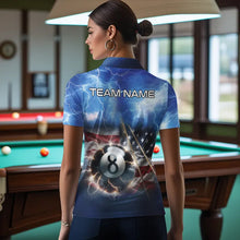 Load image into Gallery viewer, American Flag Thunder Lightning 8 Ball Pool Billiard Shirts For Women Customized Billiard Team Jersey TDM3756