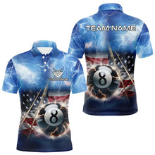 Load image into Gallery viewer, American Flag Thunder Lightning 8 Ball Pool Billiard Shirts For Men Customized Billiard Team Jersey TDM3756