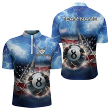 Load image into Gallery viewer, American Flag Thunder Lightning 8 Ball Pool Billiard Shirts For Men Customized Billiard Team Jersey TDM3756