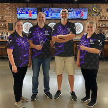Load image into Gallery viewer, Purple Dartboard Ligthning Darts Shirt For Women Custom Darts Jersey Team Polo &amp; Quarter Zip TDM6111
