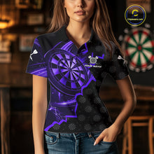 Load image into Gallery viewer, Purple Dartboard Ligthning Darts Shirt For Women Custom Darts Jersey Team Polo &amp; Quarter Zip TDM6111