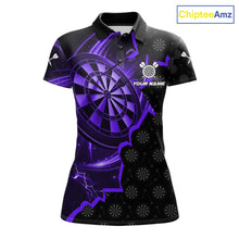 Load image into Gallery viewer, Purple Dartboard Ligthning Darts Shirt For Women Custom Darts Jersey Team Polo &amp; Quarter Zip TDM6111