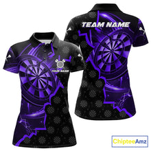 Load image into Gallery viewer, Purple Dartboard Ligthning Darts Shirt For Women Custom Darts Jersey Team Polo &amp; Quarter Zip TDM6111