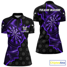 Load image into Gallery viewer, Purple Dartboard Ligthning Darts Shirt For Women Custom Darts Jersey Team Polo &amp; Quarter Zip TDM6111