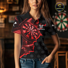 Load image into Gallery viewer, Red Dartboard Ligthning Darts Shirt For Women Custom Darts Jersey Team Polo &amp; Quarter Zip TDM6112