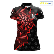 Load image into Gallery viewer, Red Dartboard Ligthning Darts Shirt For Women Custom Darts Jersey Team Polo &amp; Quarter Zip TDM6112