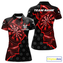 Load image into Gallery viewer, Red Dartboard Ligthning Darts Shirt For Women Custom Darts Jersey Team Polo &amp; Quarter Zip TDM6112