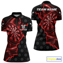 Load image into Gallery viewer, Red Dartboard Ligthning Darts Shirt For Women Custom Darts Jersey Team Polo &amp; Quarter Zip TDM6112