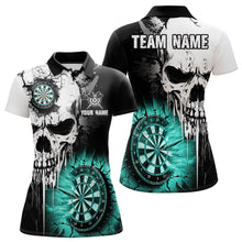 Load image into Gallery viewer, Personalized Grunge Skull Crack Wall Women Dart Shirts Custom Darts League Team Jerseys |Turquoise TDM2784