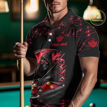 Load image into Gallery viewer, Red Funny Grim Reaper 8 Ball Pool Men Billiard Shirts Custom Billiard Jersey Team Polo &amp; 1/4 Zip TDM5241