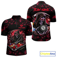 Load image into Gallery viewer, Red Funny Grim Reaper 8 Ball Pool Men Billiard Shirts Custom Billiard Jersey Team Polo &amp; 1/4 Zip TDM5241