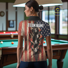 Load image into Gallery viewer, Vintage American Flag Chain 8 Ball Pool Billiard Shirt For Women Custom Patriotic Billiard Jerseys TDM5244