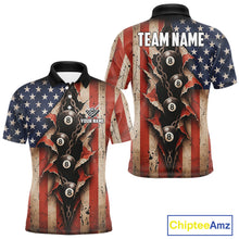 Load image into Gallery viewer, Vintage American Flag Chain 8 Ball Pool Billiard Shirt For Men Custom Patriotic Billiard Jerseys TDM5244