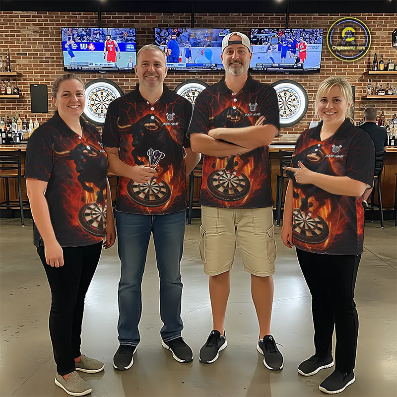 Personalized Bull Fire Darts Shirt For Women Custom Darts Jersey Team Polo & 1/4 Zip | Orange TDM5506