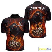 Load image into Gallery viewer, Personalized Bull Fire Darts Shirt For Men Custom Darts Jersey Team Polo &amp; 1/4 Zip | Orange TDM5506