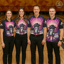 Load image into Gallery viewer, Pink Funny Cat Bowling Jersey For Women Custom Neon Graffiti Bowling Shirt Team Polo &amp; 1/4 Zip TDM5756