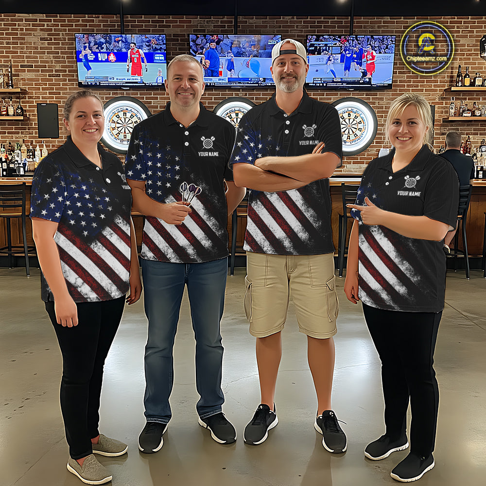 Patriotic American Flag Eagle Darts Shirt For Women Custom Darts Jersey Team Polo & 1/4 Zip TDM5759
