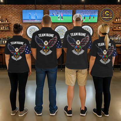 Patriotic American Flag Eagle Darts Shirt For Women Custom Darts Jersey Team Polo & 1/4 Zip TDM5759